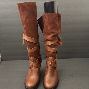 Make an offer! Report Cognac Brown Knee-High or Slouch Wrap Boots Come Heel 7.5